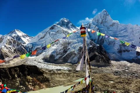 Colorful Nepalese flags 스톡 사진