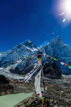 Colorful Nepalese flags Stock Photos
