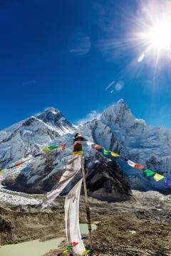 Colorful Nepalese flags Stock Photos