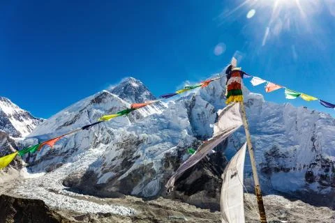 Colorful Nepalese flags Stock-Fotos