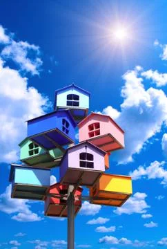 Colorful nesting boxes Stock Photos