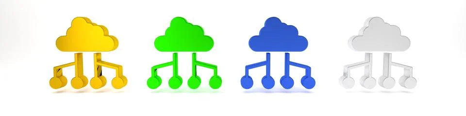 Colorful Network cloud connection icon isolated on white background. Social.. 库存插图
