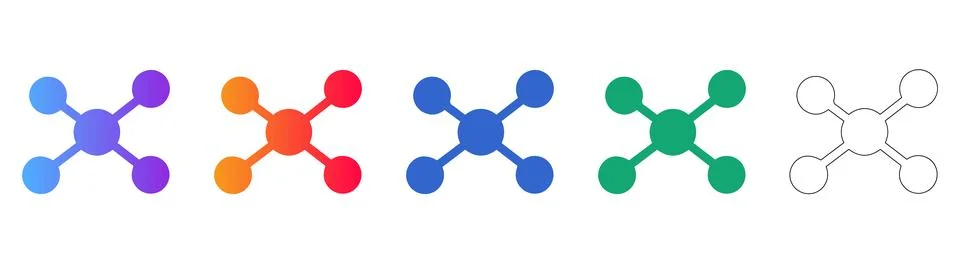 Colorful Network Connection Nodes Set Illustrazione stock