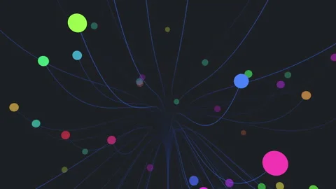 Colorful network of interconnected dots resembling a spider web Stock-Footage 289200023