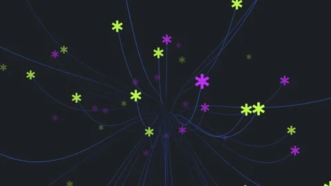 Colorful network of lines and dots in circular pattern Stock Footage 253958102