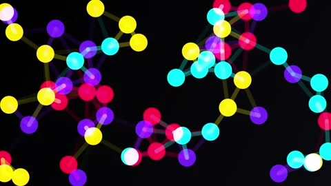 Colorful Network Plexus Dots - Abstract Molecule Connection Motion 4K Stock Footage 346329169
