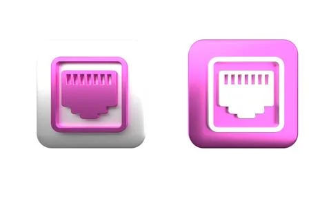 Colorful Network port - cable socket icon isolated on white background. LAN.. Stock Illustration