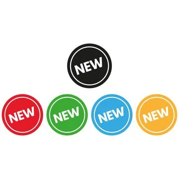 Colorful new button icon set in different colors . New label sticker icon 스톡 일러스트