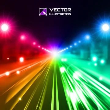 Colorful night road Stock Illustration