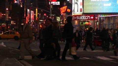 A colorful night scene in downtown New York. Stock Footage