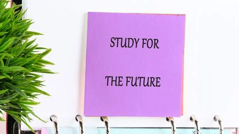 A colorful note reading 'Study for the future' is prominently placed on a bin Stock Photos