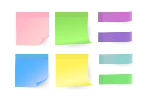 Colorful note stickers set in flat style on a white background. Vector Иллюстрация