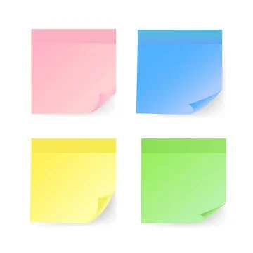 Colorful note stickers set in flat style on a white background. Vector Stock Illustration