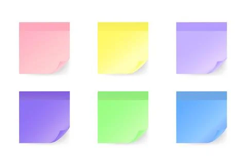 Colorful note stickers set in flat style on a white background. Vector Stock Illustration