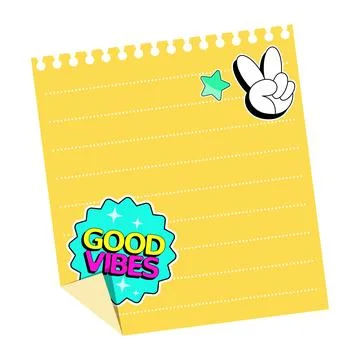 A colorful notepad and bright, fun stickers 库存插图