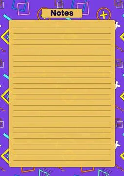 Colorful Notes Page with Geometric Pattern Background Stock Illustration