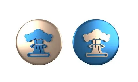 Colorful Nuclear explosion icon isolated on white background. Atomic bomb. .. Stock Illustration