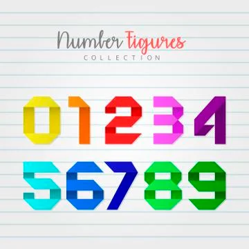 Colorful number figures vector set Stock Illustration