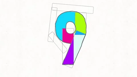 Colorful Number Nine Animation Stock Footage 335475032