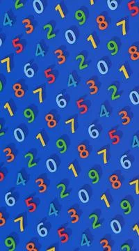 Colorful number pattern. Blue background. Abstract illustration, 3d render. Stock Illustration
