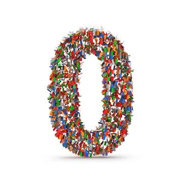 Colorful Number Zero Composed of Many Small Confetti Stock Illustration