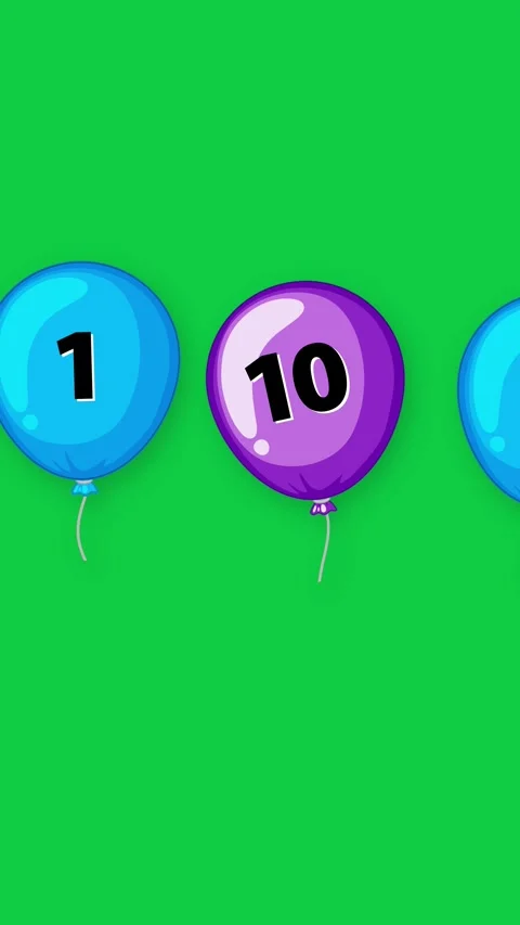Colorful Numbered Balloons Floating Upward on a Green Screen Background Stock Footage 342301102