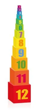 Colorful Numbered Cubes Tower Colored Baby Toy Illustrazione stock