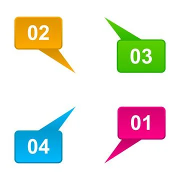 Colorful numbered infographic speech bubbles for steps and options イラスト素材