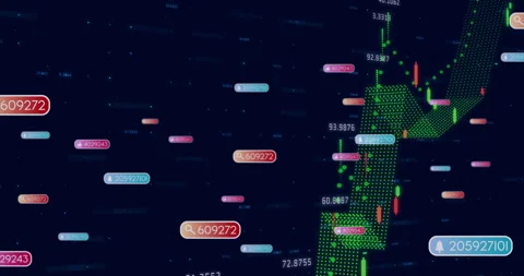 Colorful numbers and graphs creating animation for digital data visualization Stock Footage 303527882
