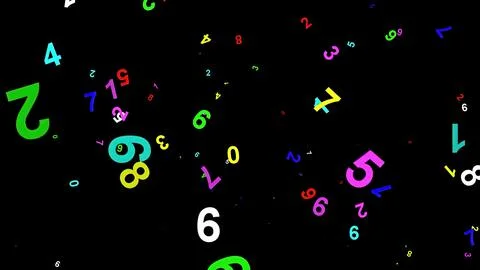 Colorful numbers isolated on plain black background Stock Illustration