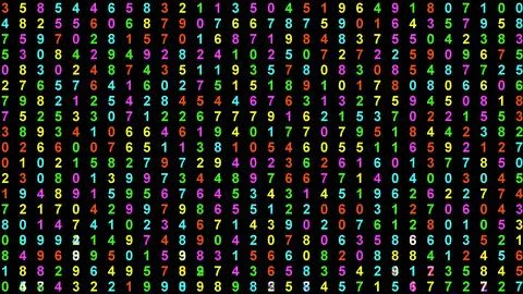 Colorful numbers pattern isolated on plain black background 스톡 일러스트