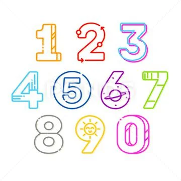 Colorful Numbers. Vector Illustration Stock Illustration