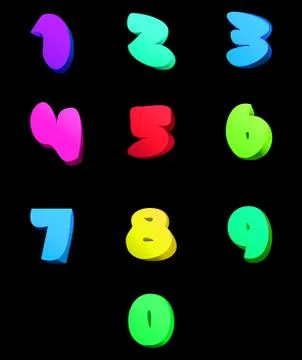 Colorful numbers vector set, comic style Illustrazione stock