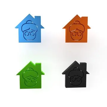Colorful Nursing home building icon isolated on white background. Health ca.. Ilustración de archivo