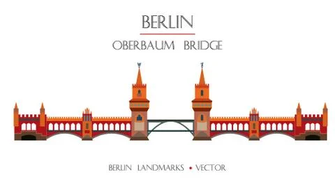Colorful Oberbaum Bridge Stock Illustration