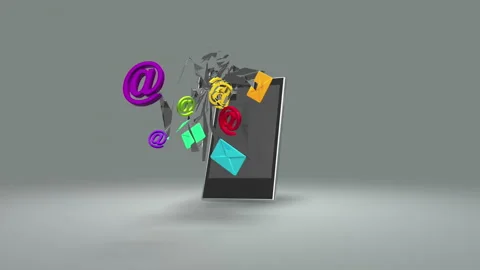 Colorful Objects Flying Out From Smart Phone Stock Footage 271243778