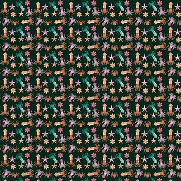 Colorful Ocean-Themed Pattern Design Stock Illustration
