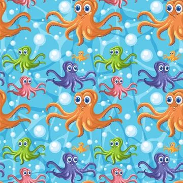 Colorful Octopus Pattern Under the Sea Stock Illustration