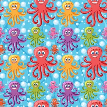 Colorful Octopus Pattern Under the Sea Stock Illustration