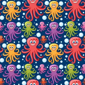 Colorful Octopus Pattern Under the Sea Stock Illustration