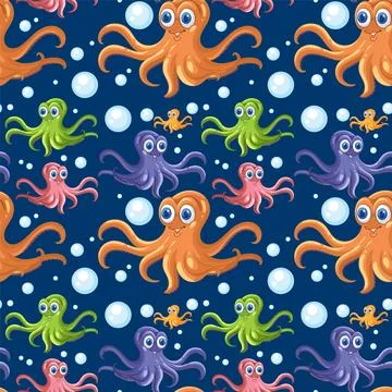 Colorful Octopus Underwater Pattern イラスト素材
