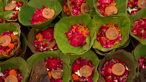 A Colorful Offering: Flowers for Devotees Stock Footage 315287773
