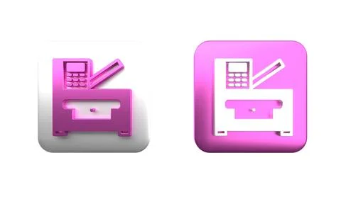 Colorful Office multifunction printer copy machine icon isolated on white b.. Stock Photos