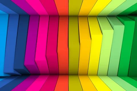 Colorful offset boxes abstract background 3D render illustration Stock Illustration