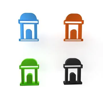 Colorful Old crypt icon isolated on white background. Cemetery symbol. Ossu.. Ilustración de archivo