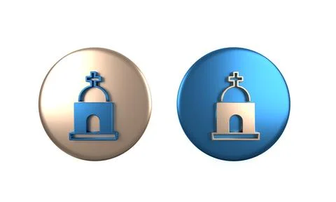 Colorful Old crypt icon isolated on white background. Cemetery symbol. Ossu.. Ilustración de archivo