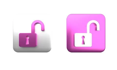 Colorful Open padlock icon isolated on white background. Opened lock sign. .. Stock Illustration