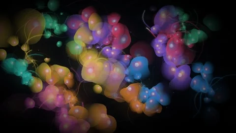 Colorful Organic Bubble Bloom Loop - Ink In Water Macro Backdrop Stock Footage 341869083