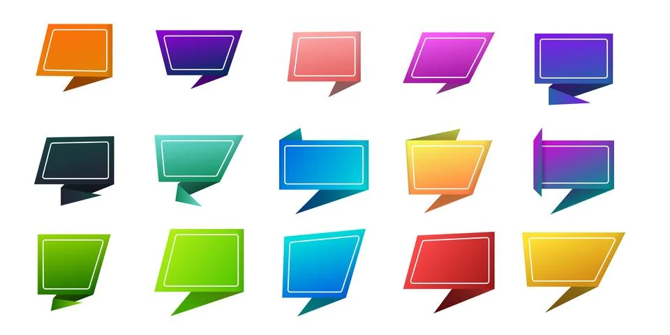 Colorful origami speech bubbles exploding with vibrant energy Illustrazione stock