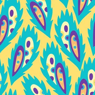 Colorful ornamental psychedelic pattern. Funky vector texture with colorful Stock Illustration